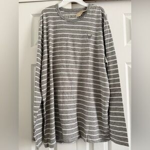 American Eagle Outfitters Gray and White Striped Long Sleeve Tee